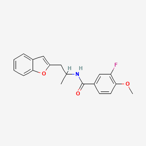 molecular formula C19H18FNO3 B2598913 N-(1-(苯并呋喃-2-基)丙烷-2-基)-3-氟-4-甲氧基苯甲酰胺 CAS No. 2034610-92-7