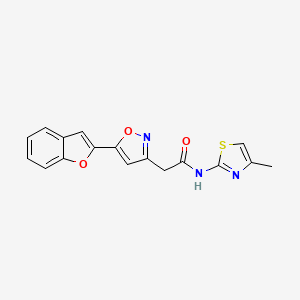 molecular formula C17H13N3O3S B2598923 2-(5-(benzofuran-2-yl)isoxazol-3-yl)-N-(4-methylthiazol-2-yl)acetamide CAS No. 1105244-40-3