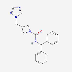 molecular formula C20H21N5O B2598938 N-(diphenylmethyl)-3-[(1H-1,2,4-triazol-1-yl)methyl]azetidine-1-carboxamide CAS No. 2319850-01-4