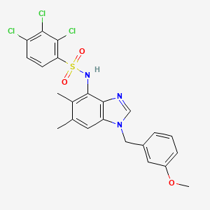 molecular formula C23H20Cl3N3O3S B2598947 2,3,4-trichloro-N-[1-(3-methoxybenzyl)-5,6-dimethyl-1H-1,3-benzimidazol-4-yl]benzenesulfonamide CAS No. 866048-87-5
