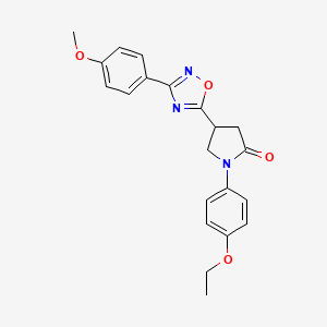 molecular formula C21H21N3O4 B2598952 1-(4-Ethoxyphenyl)-4-[3-(4-methoxyphenyl)-1,2,4-oxadiazol-5-yl]-2-pyrrolidinone CAS No. 941998-03-4