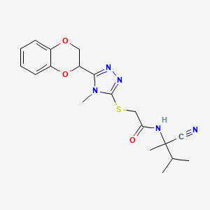 molecular formula C19H23N5O3S B2598960 N-(1-cyano-1,2-dimethylpropyl)-2-{[5-(2,3-dihydro-1,4-benzodioxin-2-yl)-4-methyl-4H-1,2,4-triazol-3-yl]sulfanyl}acetamide CAS No. 1038170-18-1