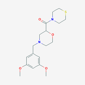 molecular formula C18H26N2O4S B2598967 [4-[(3,5-Dimethoxyphenyl)methyl]morpholin-2-yl]-thiomorpholin-4-ylmethanone CAS No. 2415520-67-9