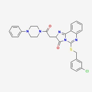 molecular formula C29H26ClN5O2S B2598974 5-{[(3-氯苯基)甲基]硫代}-2-[2-氧代-2-(4-苯基哌嗪-1-基)乙基]-2H,3H-咪唑并[1,2-c]喹唑啉-3-酮 CAS No. 1173778-57-8