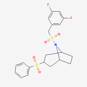 molecular formula C20H21F2NO4S2 B2598976 (1R,5S)-8-((3,5-二氟苄基)磺酰基)-3-(苯磺酰基)-8-氮杂双环[3.2.1]辛烷 CAS No. 1704640-35-6