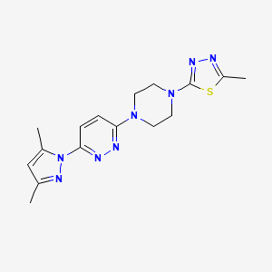 molecular formula C16H20N8S B2598981 2-[4-[6-(3,5-Dimethylpyrazol-1-yl)pyridazin-3-yl]piperazin-1-yl]-5-methyl-1,3,4-thiadiazole CAS No. 2415524-80-8