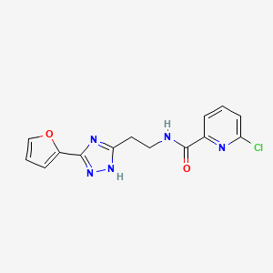 molecular formula C14H12ClN5O2 B2598984 6-Chloro-N-[2-[3-(furan-2-yl)-1H-1,2,4-triazol-5-yl]ethyl]pyridine-2-carboxamide CAS No. 1436272-75-1