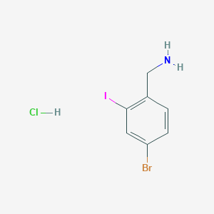 molecular formula C7H8BrClIN B2598991 (4-溴-2-碘苯基)甲胺；盐酸盐 CAS No. 2287344-73-2