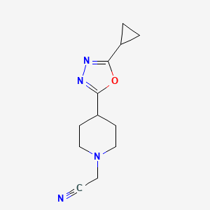 molecular formula C12H16N4O B2598992 2-(4-(5-环丙基-1,3,4-恶二唑-2-基)哌啶-1-基)乙腈 CAS No. 1251543-49-3