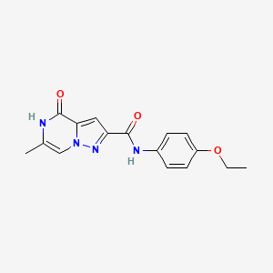 molecular formula C16H16N4O3 B2598997 N-(4-ethoxyphenyl)-6-methyl-4-oxo-4,5-dihydropyrazolo[1,5-a]pyrazine-2-carboxamide CAS No. 2109063-09-2