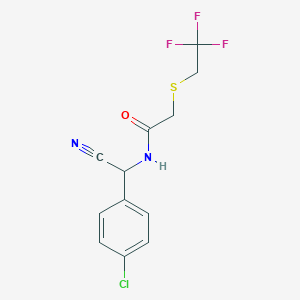 molecular formula C12H10ClF3N2OS B2599000 N-[(4-chlorophenyl)(cyano)methyl]-2-[(2,2,2-trifluoroethyl)sulfanyl]acetamide CAS No. 1445718-82-0