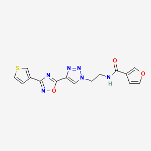 molecular formula C15H12N6O3S B2599001 N-(2-(4-(3-(thiophen-3-yl)-1,2,4-oxadiazol-5-yl)-1H-1,2,3-triazol-1-yl)ethyl)furan-3-carboxamide CAS No. 2034346-23-9