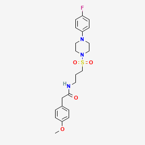 molecular formula C22H28FN3O4S B2599003 N-(3-((4-(4-fluorophenyl)piperazin-1-yl)sulfonyl)propyl)-2-(4-methoxyphenyl)acetamide CAS No. 1020981-41-2