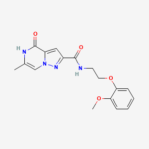 molecular formula C17H18N4O4 B2599004 N-[2-(2-methoxyphenoxy)ethyl]-6-methyl-4-oxo-4,5-dihydropyrazolo[1,5-a]pyrazine-2-carboxamide CAS No. 2109112-56-1