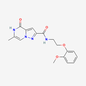 molecular formula C17H18N4O4 B2599004 N-[2-(2-甲氧基苯氧基)乙基]-6-甲基-4-氧代-4,5-二氢吡唑并[1,5-a]嘧啶-2-甲酰胺 CAS No. 2109112-56-1