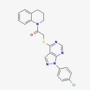 molecular formula C22H18ClN5OS B2599009 2-((1-(4-氯苯基)-1H-吡唑并[3,4-d]嘧啶-4-基)硫代)-1-(3,4-二氢喹啉-1(2H)-基)乙酮 CAS No. 893913-08-1