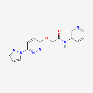 molecular formula C14H12N6O2 B2599014 2-((6-(1H-pyrazol-1-yl)pyridazin-3-yl)oxy)-N-(pyridin-3-yl)acetamide CAS No. 1428355-72-9