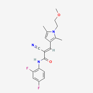 molecular formula C19H19F2N3O2 B2599022 (E)-2-cyano-N-(2,4-difluorophenyl)-3-[1-(2-methoxyethyl)-2,5-dimethylpyrrol-3-yl]prop-2-enamide CAS No. 1118806-30-6