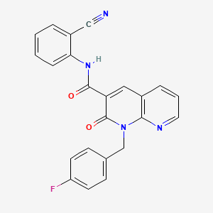 molecular formula C23H15FN4O2 B2599025 N-(2-cyanophenyl)-1-(4-fluorobenzyl)-2-oxo-1,2-dihydro-1,8-naphthyridine-3-carboxamide CAS No. 946353-13-5