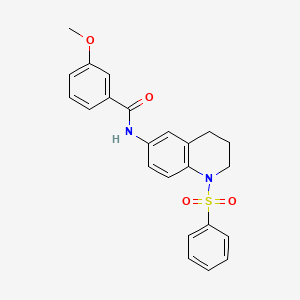 molecular formula C23H22N2O4S B2599030 3-methoxy-N-(1-(phenylsulfonyl)-1,2,3,4-tetrahydroquinolin-6-yl)benzamide CAS No. 941916-13-8
