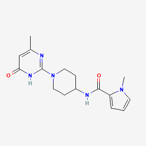 molecular formula C16H21N5O2 B2599031 1-methyl-N-(1-(4-methyl-6-oxo-1,6-dihydropyrimidin-2-yl)piperidin-4-yl)-1H-pyrrole-2-carboxamide CAS No. 1903291-54-2
