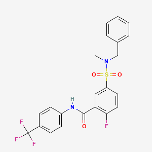 molecular formula C22H18F4N2O3S B2599034 5-[benzyl(methyl)sulfamoyl]-2-fluoro-N-[4-(trifluoromethyl)phenyl]benzamide CAS No. 451483-38-8
