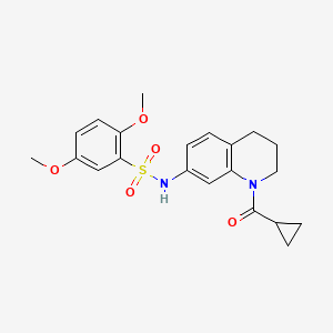 molecular formula C21H24N2O5S B2599046 N-(1-(cyclopropanecarbonyl)-1,2,3,4-tetrahydroquinolin-7-yl)-2,5-dimethoxybenzenesulfonamide CAS No. 898424-02-7