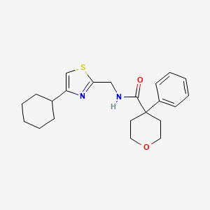 molecular formula C22H28N2O2S B2599055 N-((4-环己基噻唑-2-基)甲基)-4-苯基四氢-2H-吡喃-4-甲酰胺 CAS No. 2034541-57-4