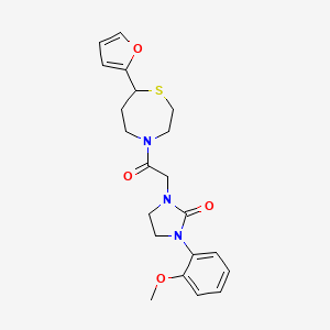 molecular formula C21H25N3O4S B2599059 1-(2-(7-(Furan-2-yl)-1,4-thiazepan-4-yl)-2-oxoethyl)-3-(2-methoxyphenyl)imidazolidin-2-one CAS No. 1706182-00-4