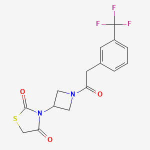 molecular formula C15H13F3N2O3S B2599061 3-(1-(2-(3-(三氟甲基)苯基)乙酰基)氮杂环丁-3-基)噻唑烷-2,4-二酮 CAS No. 2034382-04-0