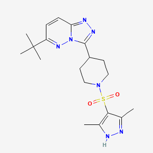 molecular formula C19H27N7O2S B2599070 4-{6-叔丁基-[1,2,4]三唑并[4,3-b]哒嗪-3-基}-1-[(3,5-二甲基-1H-吡唑-4-基)磺酰基]哌啶 CAS No. 2197284-77-6