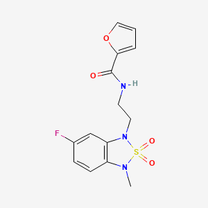 molecular formula C14H14FN3O4S B2599073 N-(2-(6-fluoro-3-methyl-2,2-dioxidobenzo[c][1,2,5]thiadiazol-1(3H)-yl)ethyl)furan-2-carboxamide CAS No. 2034239-57-9