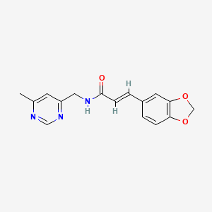 molecular formula C16H15N3O3 B2599078 (E)-3-(benzo[d][1,3]dioxol-5-yl)-N-((6-methylpyrimidin-4-yl)methyl)acrylamide CAS No. 2321336-96-1
