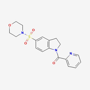 molecular formula C18H19N3O4S B2599083 5-(Morpholin-4-ylsulfonyl)indolinyl 2-pyridyl ketone CAS No. 919053-89-7