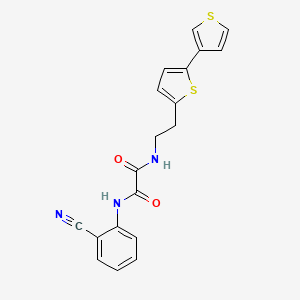 molecular formula C19H15N3O2S2 B2599104 N1-(2-([2,3'-联噻吩]-5-基)乙基)-N2-(2-氰基苯基)草酰胺 CAS No. 2034594-51-7