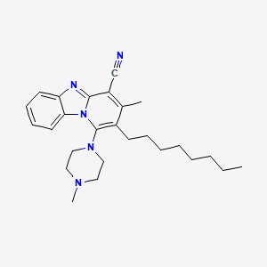 molecular formula C26H35N5 B2599107 3-甲基-1-(4-甲基哌嗪-1-基)-2-辛基吡啶并[1,2-a]苯并咪唑-4-腈 CAS No. 305335-34-6