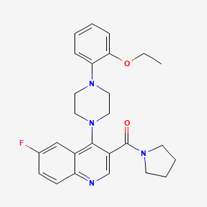 molecular formula C26H29FN4O2 B2599108 (4-(4-(2-Ethoxyphenyl)piperazin-1-yl)-6-fluoroquinolin-3-yl)(pyrrolidin-1-yl)methanone CAS No. 1326819-61-7