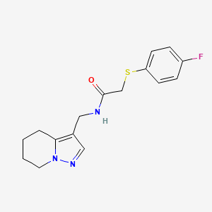 molecular formula C16H18FN3OS B2599112 2-((4-fluorophenyl)thio)-N-((4,5,6,7-tetrahydropyrazolo[1,5-a]pyridin-3-yl)methyl)acetamide CAS No. 2034588-89-9