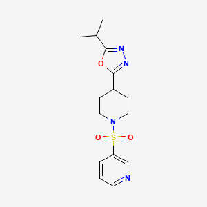 molecular formula C15H20N4O3S B2599114 2-Isopropyl-5-(1-(pyridin-3-ylsulfonyl)piperidin-4-yl)-1,3,4-oxadiazole CAS No. 1171332-23-2