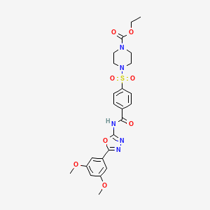 molecular formula C24H27N5O8S B2599118 Ethyl 4-((4-((5-(3,5-dimethoxyphenyl)-1,3,4-oxadiazol-2-yl)carbamoyl)phenyl)sulfonyl)piperazine-1-carboxylate CAS No. 533870-63-2