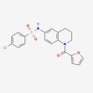 molecular formula C20H17ClN2O4S B2599120 4-chloro-N-[1-(furan-2-carbonyl)-3,4-dihydro-2H-quinolin-6-yl]benzenesulfonamide CAS No. 946380-23-0