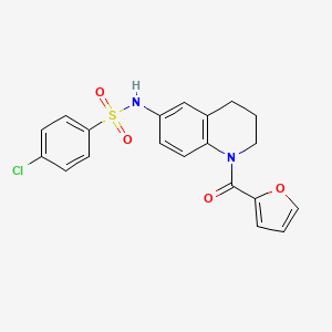 molecular formula C20H17ClN2O4S B2599120 4-chloro-N-[1-(furan-2-carbonyl)-1,2,3,4-tetrahydroquinolin-6-yl]benzene-1-sulfonamide CAS No. 946380-23-0