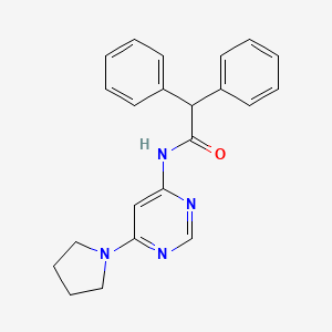 molecular formula C22H22N4O B2599121 2,2-diphenyl-N-(6-(pyrrolidin-1-yl)pyrimidin-4-yl)acetamide CAS No. 1396858-05-1