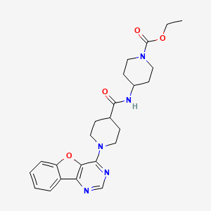 molecular formula C24H29N5O4 B2599126 4-(1-(苯并呋喃并[3,2-d]嘧啶-4-基)哌啶-4-甲酰胺基)哌啶-1-甲酸乙酯 CAS No. 1115900-26-9