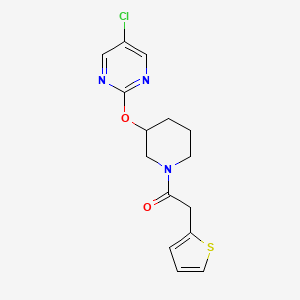 molecular formula C15H16ClN3O2S B2599147 1-(3-((5-Chloropyrimidin-2-yl)oxy)piperidin-1-yl)-2-(thiophen-2-yl)ethanone CAS No. 2034329-72-9