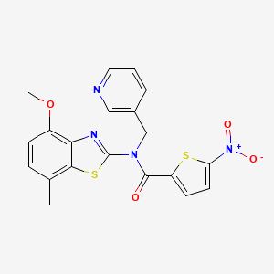 molecular formula C20H16N4O4S2 B2599151 N-(4-methoxy-7-methylbenzo[d]thiazol-2-yl)-5-nitro-N-(pyridin-3-ylmethyl)thiophene-2-carboxamide CAS No. 895426-40-1