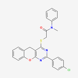 molecular formula C26H20ClN3O2S B2599152 2-((2-(4-chlorophenyl)-5H-chromeno[2,3-d]pyrimidin-4-yl)thio)-N-methyl-N-phenylacetamide CAS No. 872206-61-6