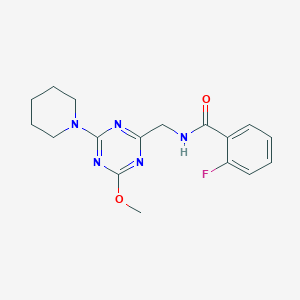 2-fluoro-N-((4-methoxy-6-(piperidin-1-yl)-1,3,5-triazin-2-yl)methyl)benzamide