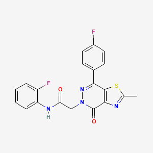 molecular formula C20H14F2N4O2S B2599192 N-(2-氟苯基)-2-(7-(4-氟苯基)-2-甲基-4-氧代噻唑并[4,5-d]嘧啶-5(4H)-基)乙酰胺 CAS No. 942003-83-0