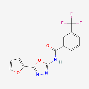 molecular formula C14H8F3N3O3 B2599194 N-(5-(furan-2-yl)-1,3,4-oxadiazol-2-yl)-3-(trifluoromethyl)benzamide CAS No. 887883-49-0